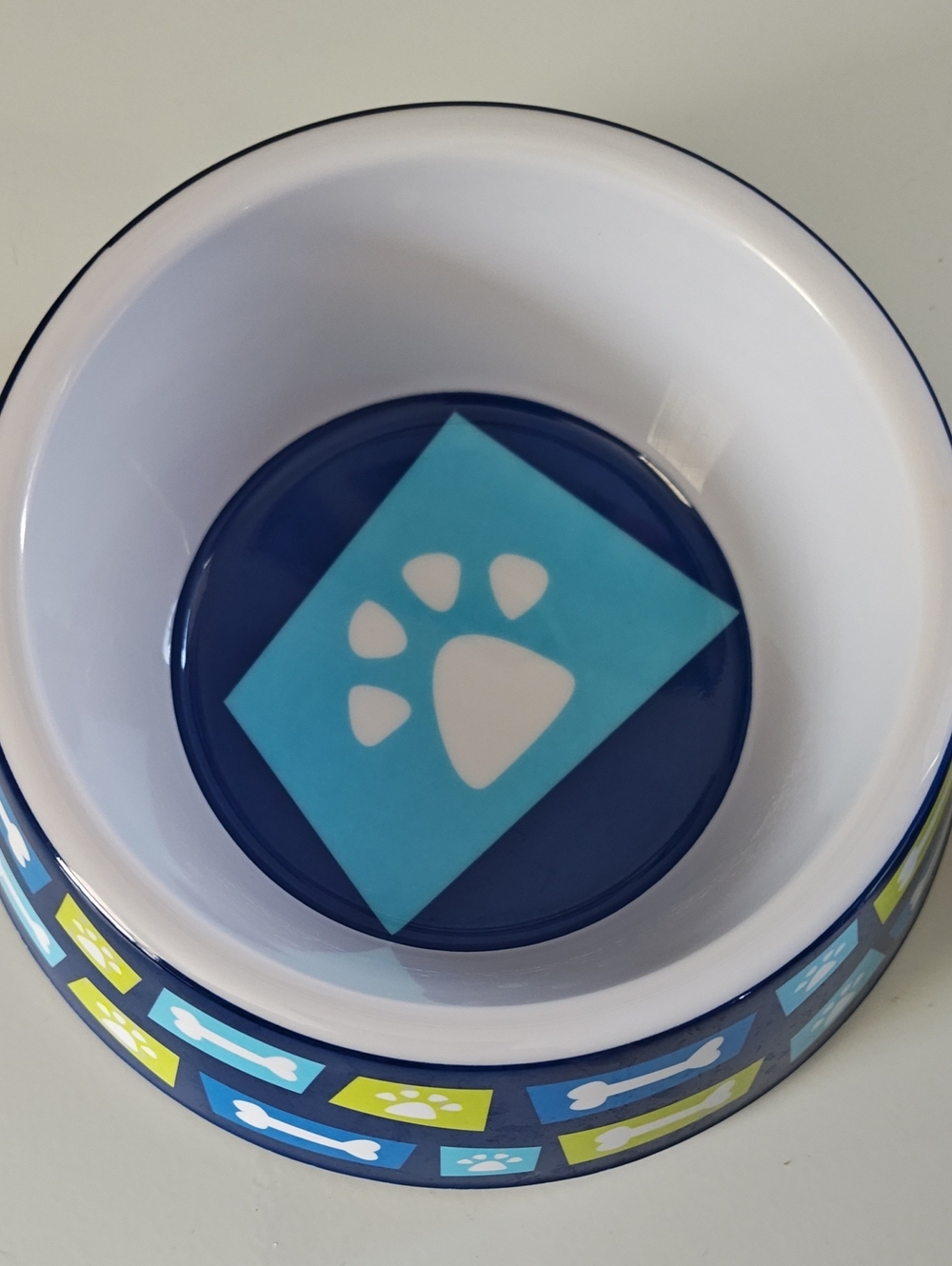 Blue Paw Print Plastic Pet Bowl